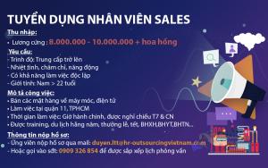 Tuyển dụng 4 nhân viên Sales